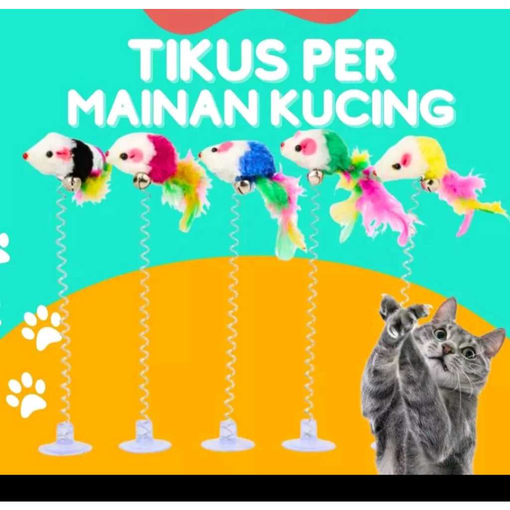 Spring lonceng tikus - Mainan kucing tikus per