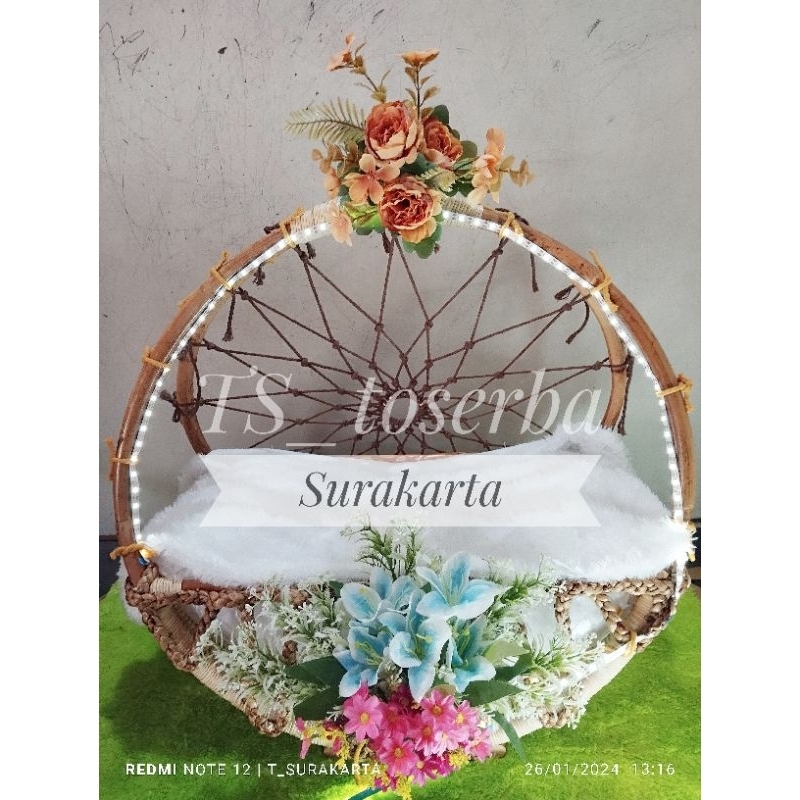 timangan bayi untuk dekorasi acara aqiqah / keranjang rotan bayi / ayunan rotan bayi