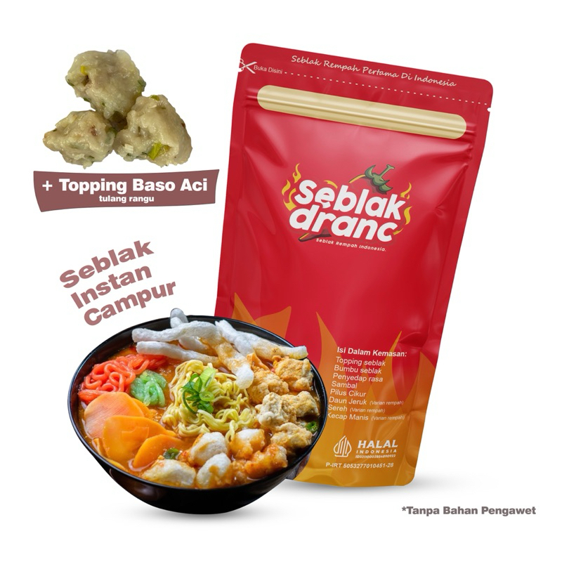 

Seblak Instan Extra Topping Baso Aci Tulang Rangu