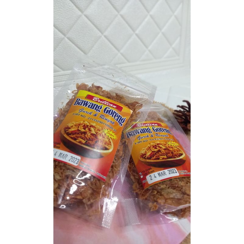 

Bawang Goreng Brillian Super Premium Asli Brebes kemasan pouch 75grm