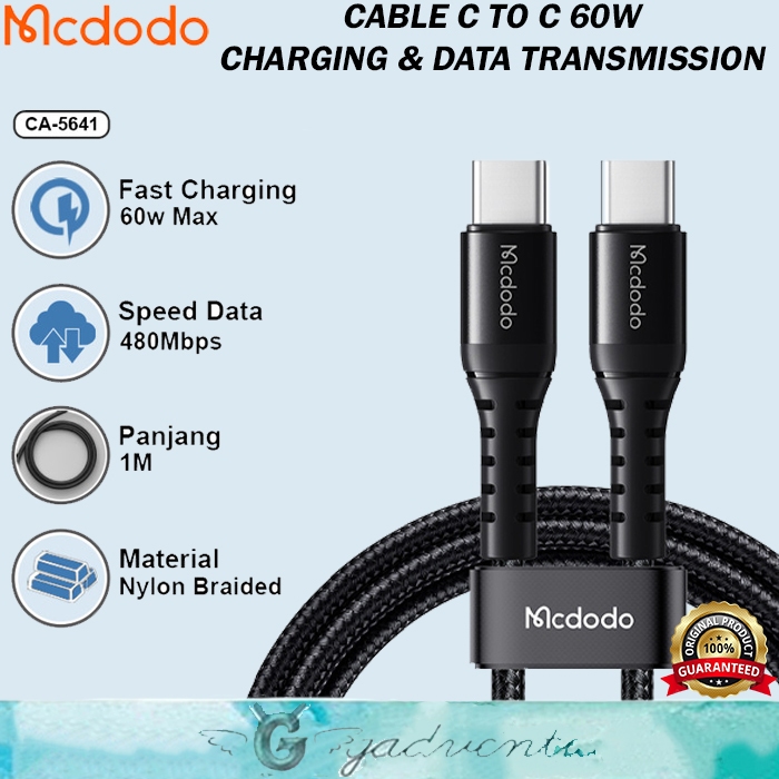 MCDODO Kabel Charger Type C to Type C Cable Data Fast Charging 60W 3A Untuk iPhone 15 Series  iPad A