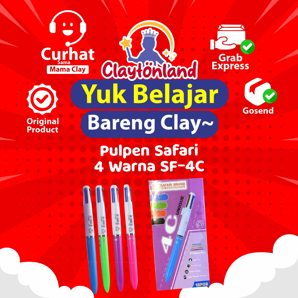 

1Pcs Ballpoint Safari 4 Warna SF-4C / Pulpen 0.7MM / Gel Pen 4 in 1 / Bolpoint 4 Colors