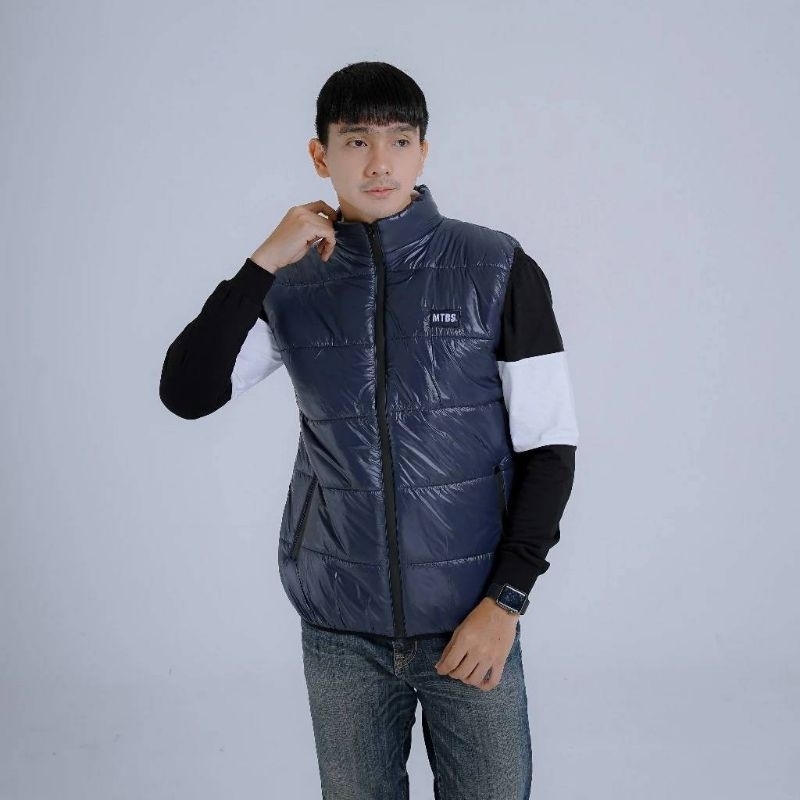 Puffer Vest Jacket Navy Original Pria dan Wanita