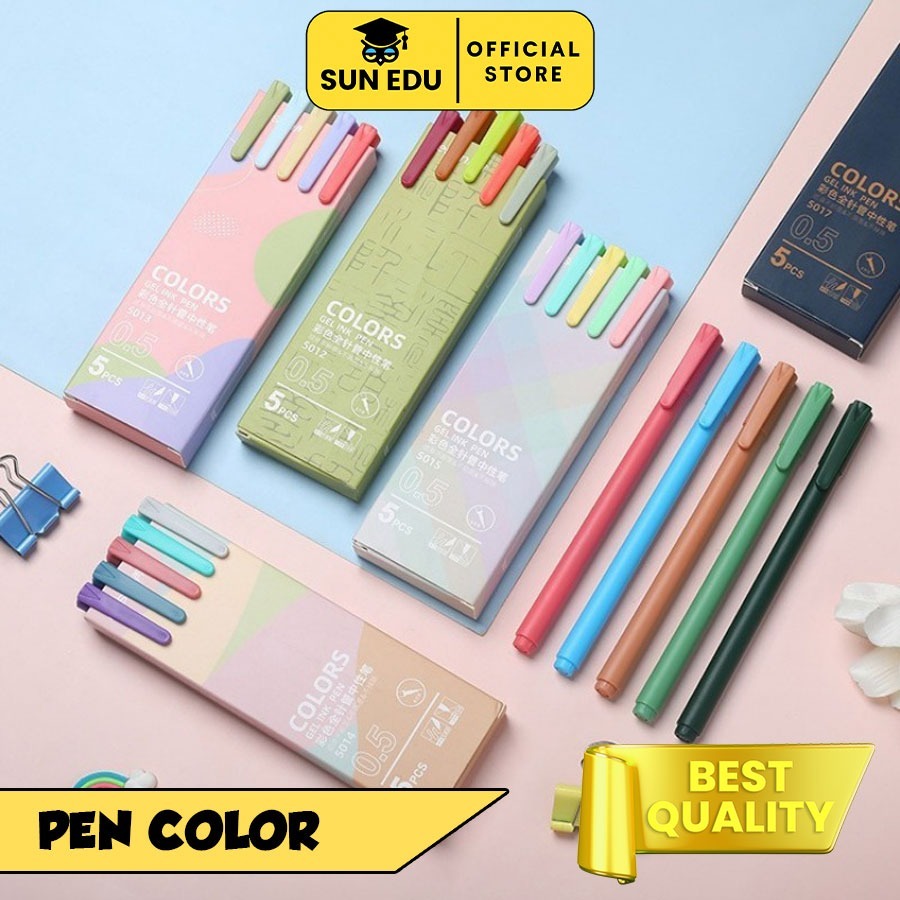 

5 PCS set pen gel morandy 0.5mm/ Pulpen gel warna macaron journal