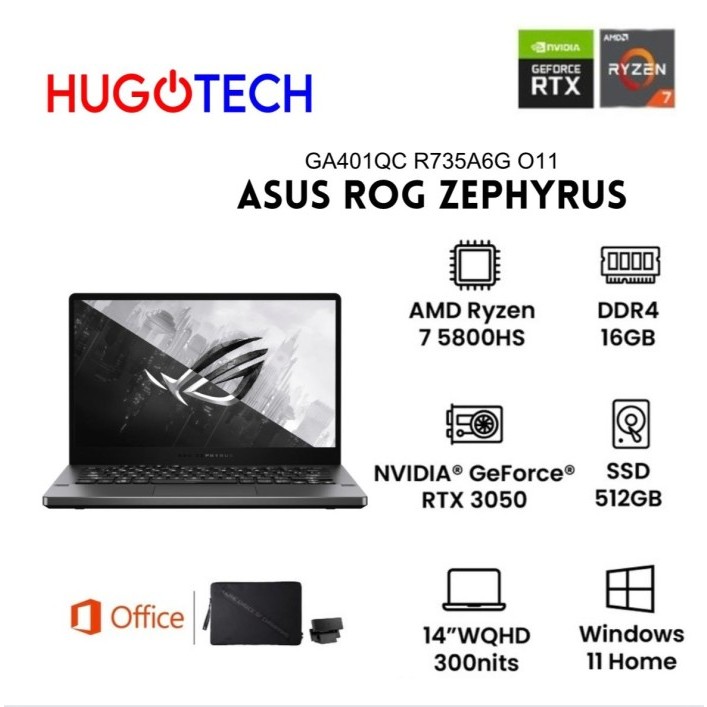 ASUS Zephyrus G14 GA401QC R735A6G O11 R7-5800HS 16GB 512GB RTX3050 4GB