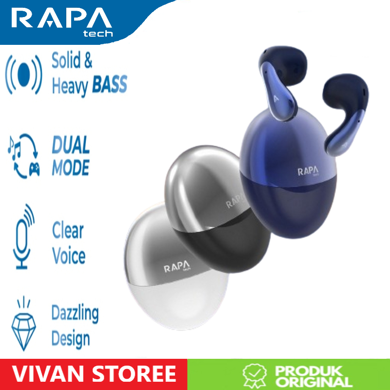RAPAtech AIR II TW1071 TWS Headset Bluetooth 5.3 Earphone Wireless Stereo Dual Music Garansi Origina