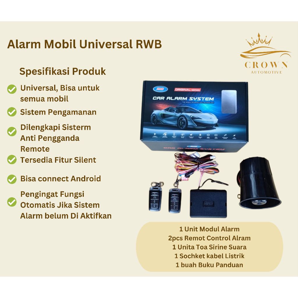 Alarm Mobil RWB / Alarm RWB Universal / Alarm RWB Tuk Tuk