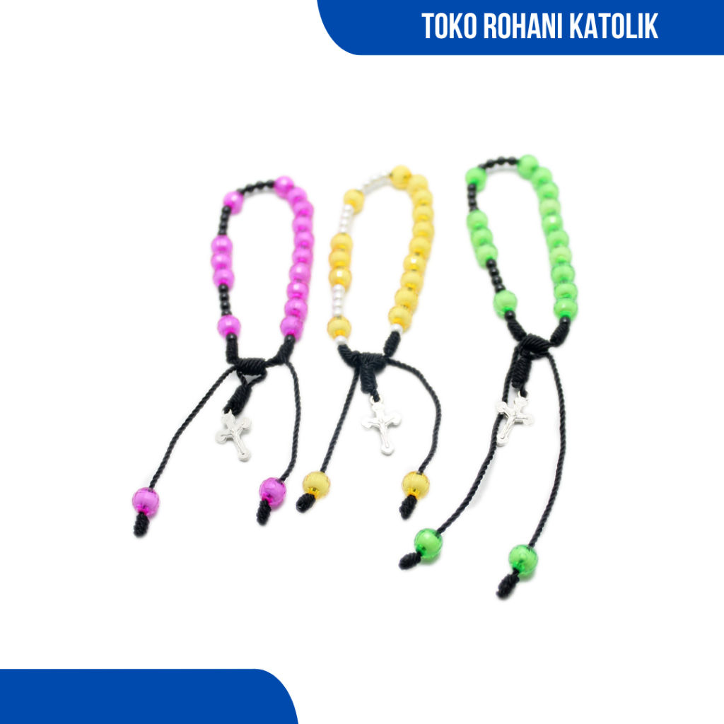 PROMO GELANG ROSARIO AKRILIK / GELANG KATOLIK / GELANG SALIB / GELANG ROSARIO / GELANG SALIB PRIA