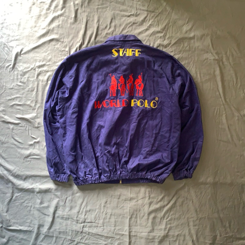 Preloved Harrington World Polo Staff Jacket Warna Navy