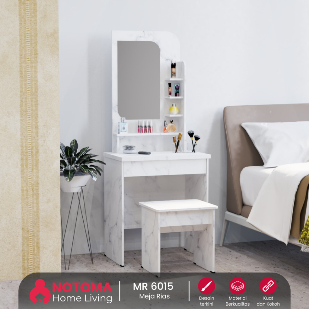 Mjea rias Termurah minimalis meja rak skincare set kursi