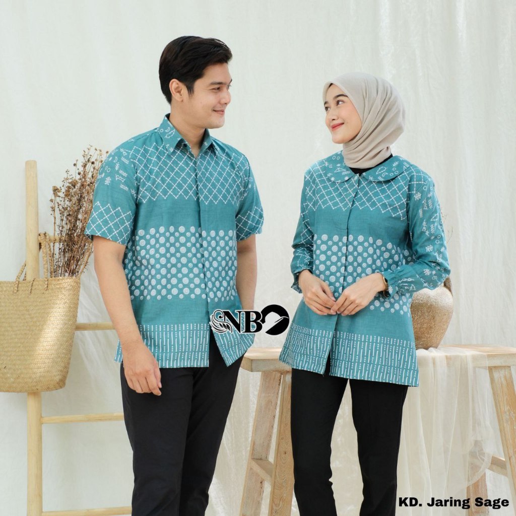 New Couple BajuBatik Modern KatunPremium Blouse Kancing Motif Model Terbaru BAJ 03