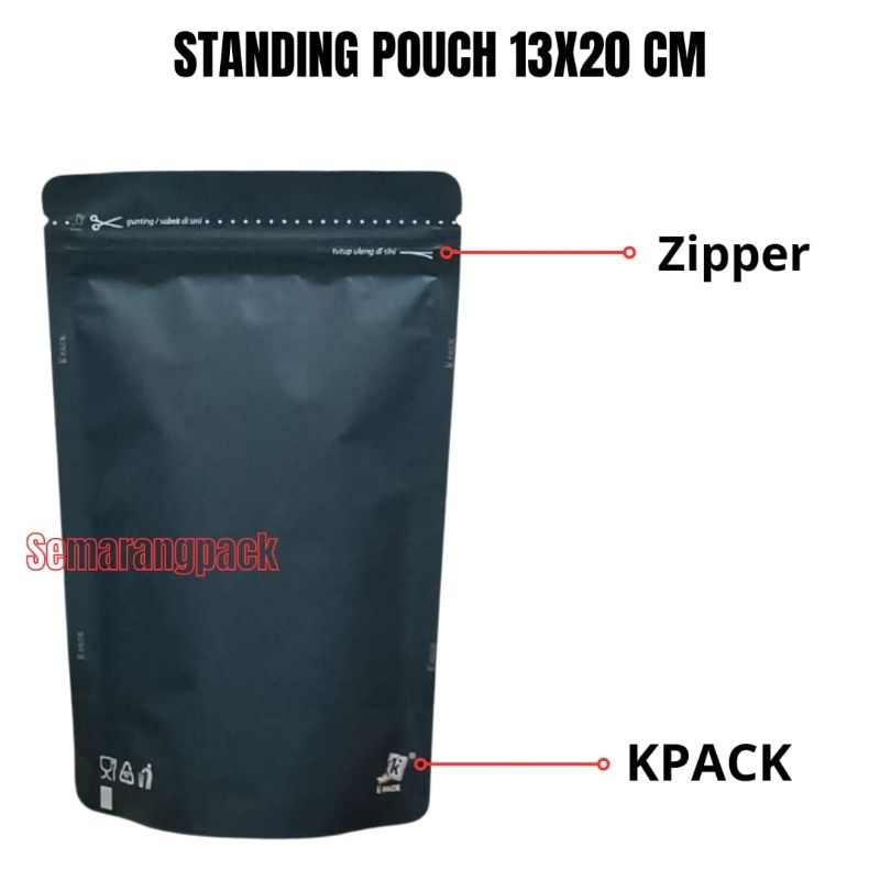 standing pouch warna kpack 13x20 hitam