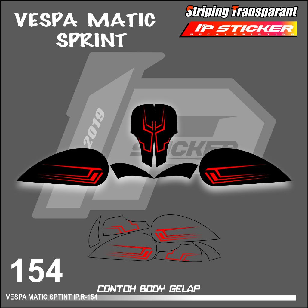VESPA MATIC SPRINT (COD) STIKER STRIPING MOTOR VESPA  - STIKER LIST GRAFIK SIMPLE WARNA VARIASI DESA