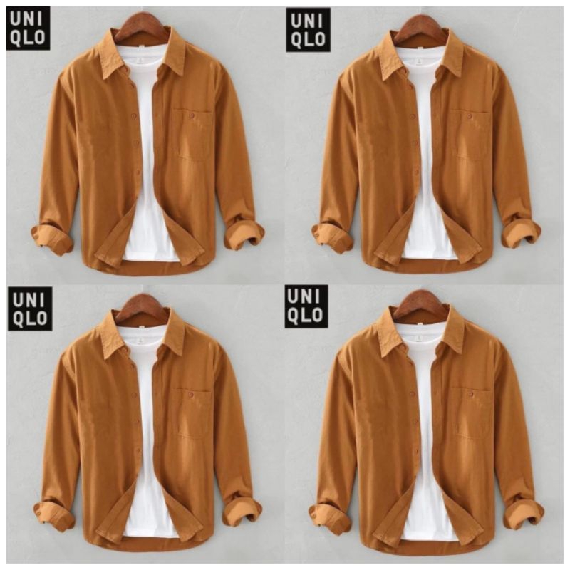 kemeja pria mustard kemaja lengan panjang pria warna mustard