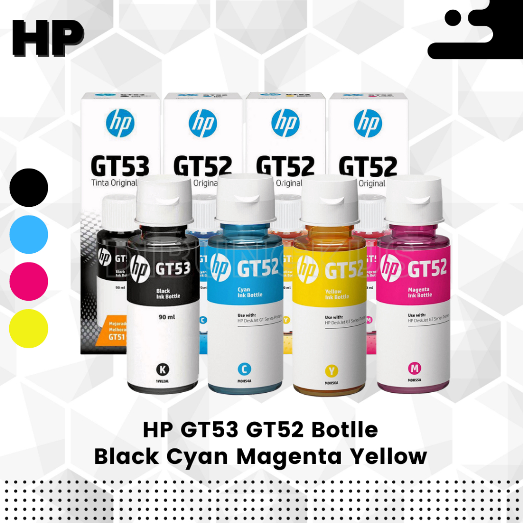 

1 Set Tinta HP GT52 GT53 Black Cyan Magenta Yellow Ori 100%