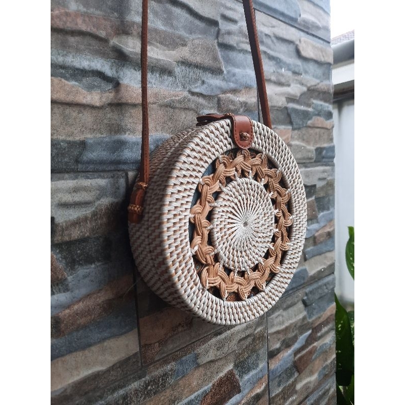 Slingbag Anyam Bambu Mix Kulit - TAS PRELOVED ORIGINAL