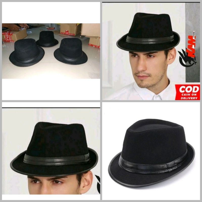 TOPI FEDORA PRIA KULIT