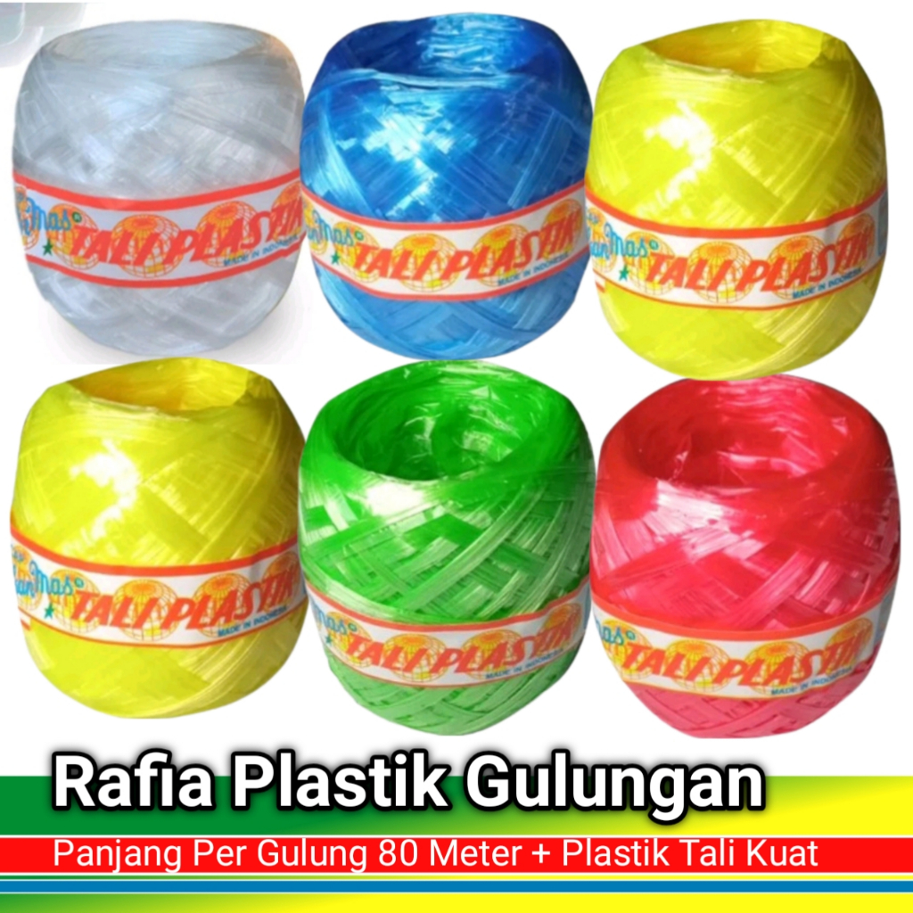 

Rafia Gulungan 80 meter | Tali Plastik Rafia warna Random