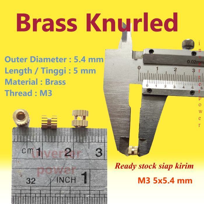M3 5x5 Brass Knurled Insert Nut Thread 3mm Length 5mm
