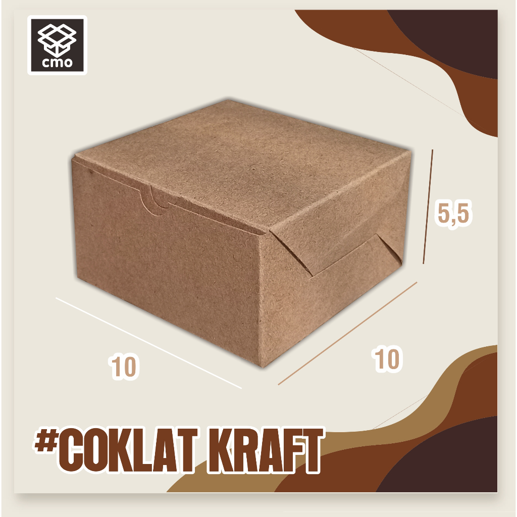 

100 PCS PAPER BOX KRAFT COKLAT 10x10x5,5 laminasi Bagian dalam | box food | Craft eco | Box Makanan | Box takoyaki | box dimsum