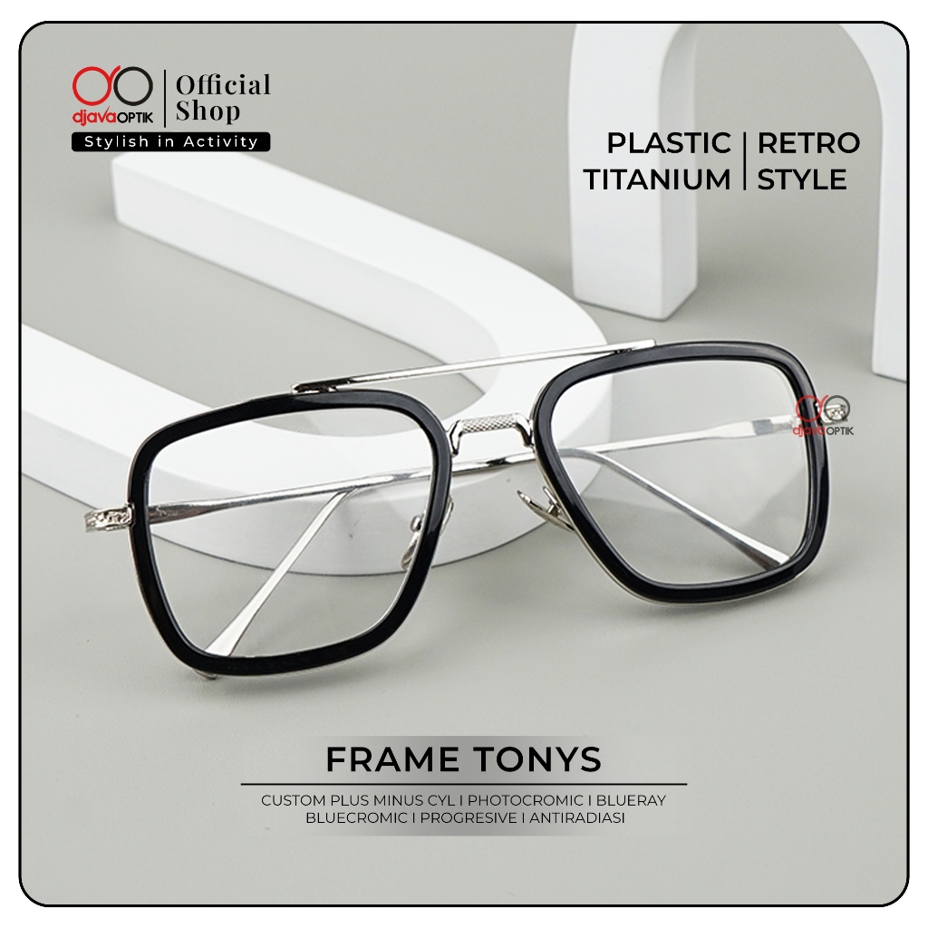 DJAVA OPTIK - Frame Tonys - Kacamata Kotak Aviator Khusus Minus -4,25 s/d -6,00
