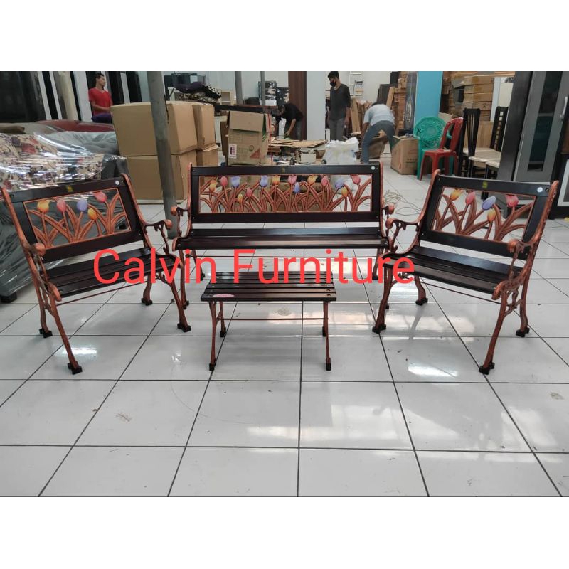 1set Kursi Taman Besi Tempa Elegance