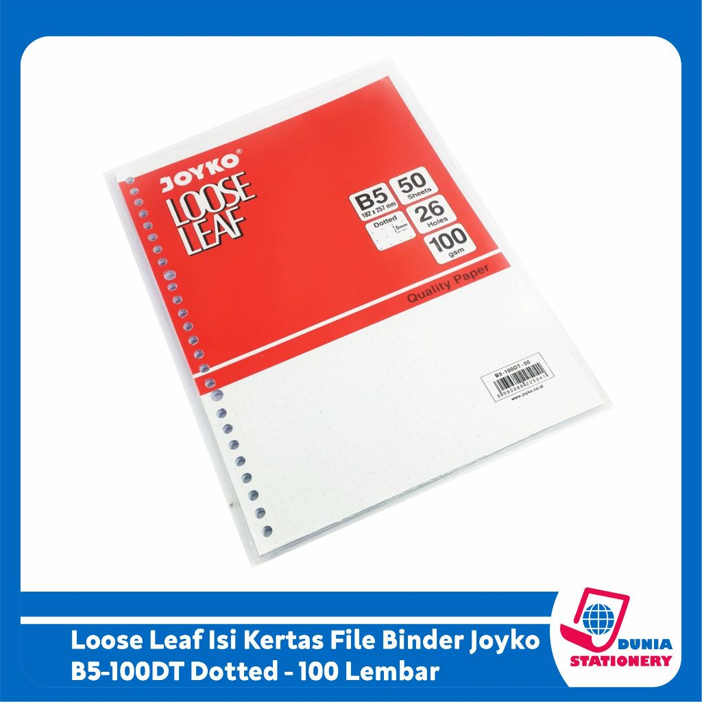 

Loose Leaf Isi Kertas File Binder Joyko B5-100DT Dotted - 100 Lembar - buku Binder