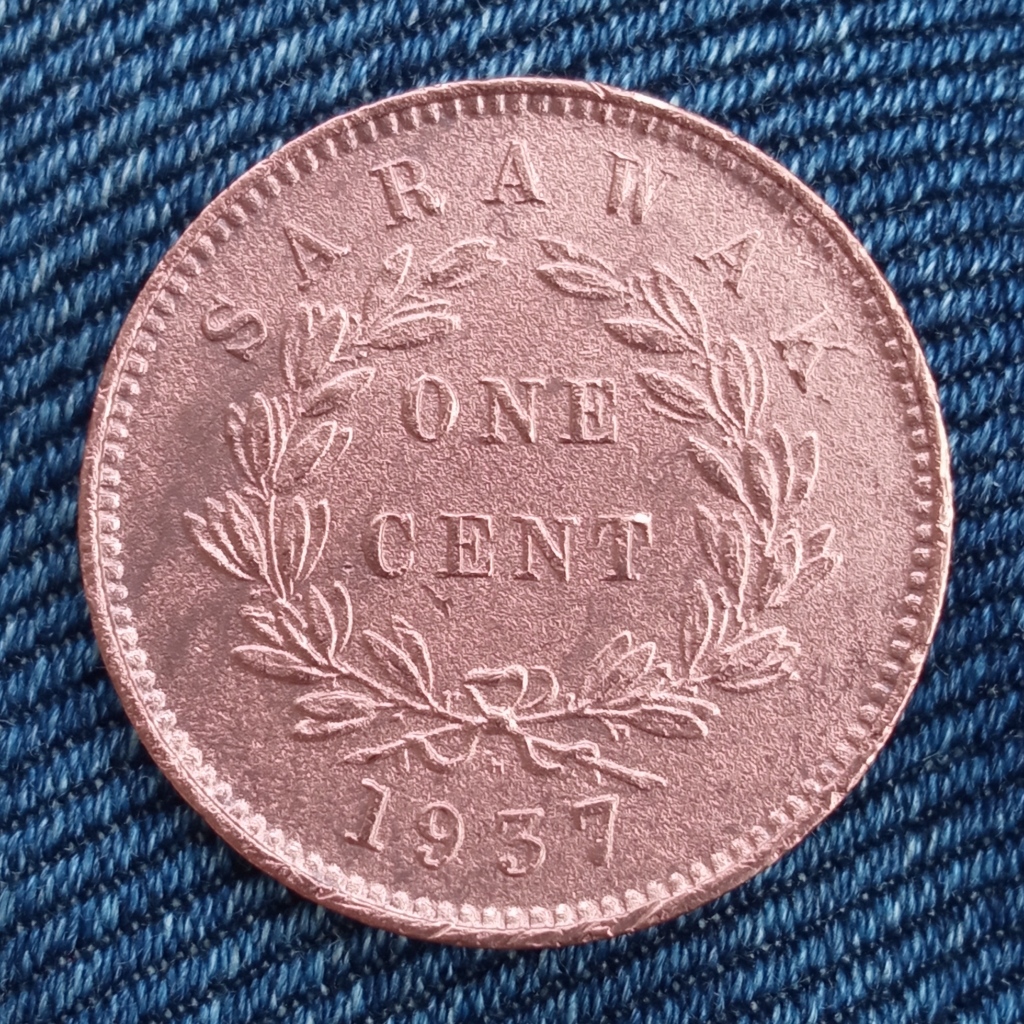 Koin Kuno Sarawak 1 Cent tahun 1937 Rajah Brooke