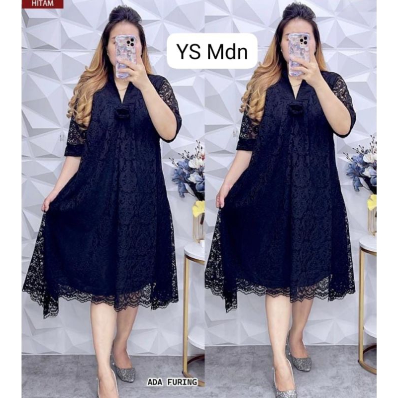 Dress jumboBahan brokat halusLd 110-120
