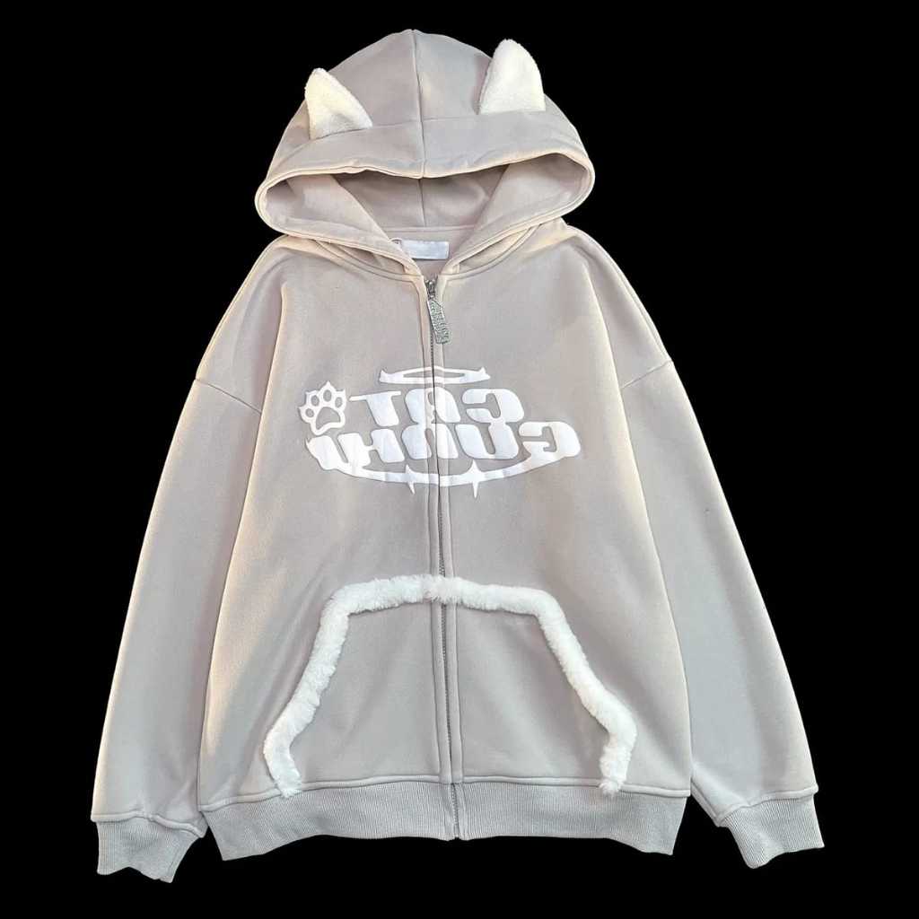CAT Sweater Wanita Hoodie Zipper Oversize XXL LD 130