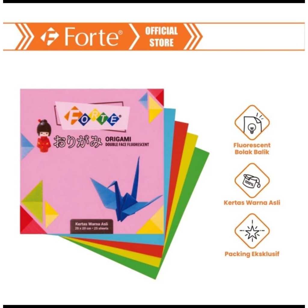 

kertas lipat origami forte 20 x 20 cm isi 25 lembar 80 gsm