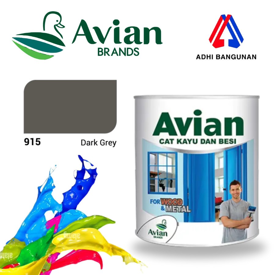 Cat Minyak Cat Kayu dan Besi AVIAN - Dark Grey 915