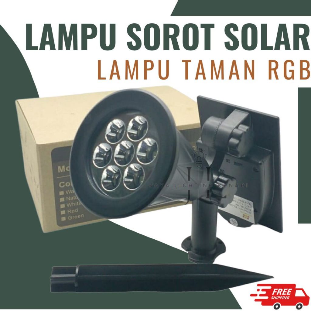 LAMPU SOROT TAMAN LED SOLAR CELL RGB LAMPU TAMAN TENAGA SURYA