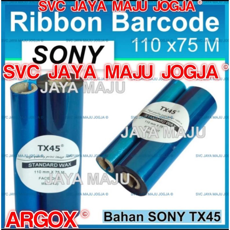 [ ARGOX ]  TX45  110 MM  X  75 M  SONY  STANDARD WAX - FACE OUT  ||  CORE ½" - DOUBLE CORE COAK  || 