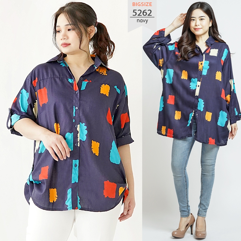 ATASAN KEMEJA WANITA JUMBO BIG SIZE OVERSIZE 5262 XXXL LD 130cm | BAJU HAMIL KERJA KANTOR PESTA KASU