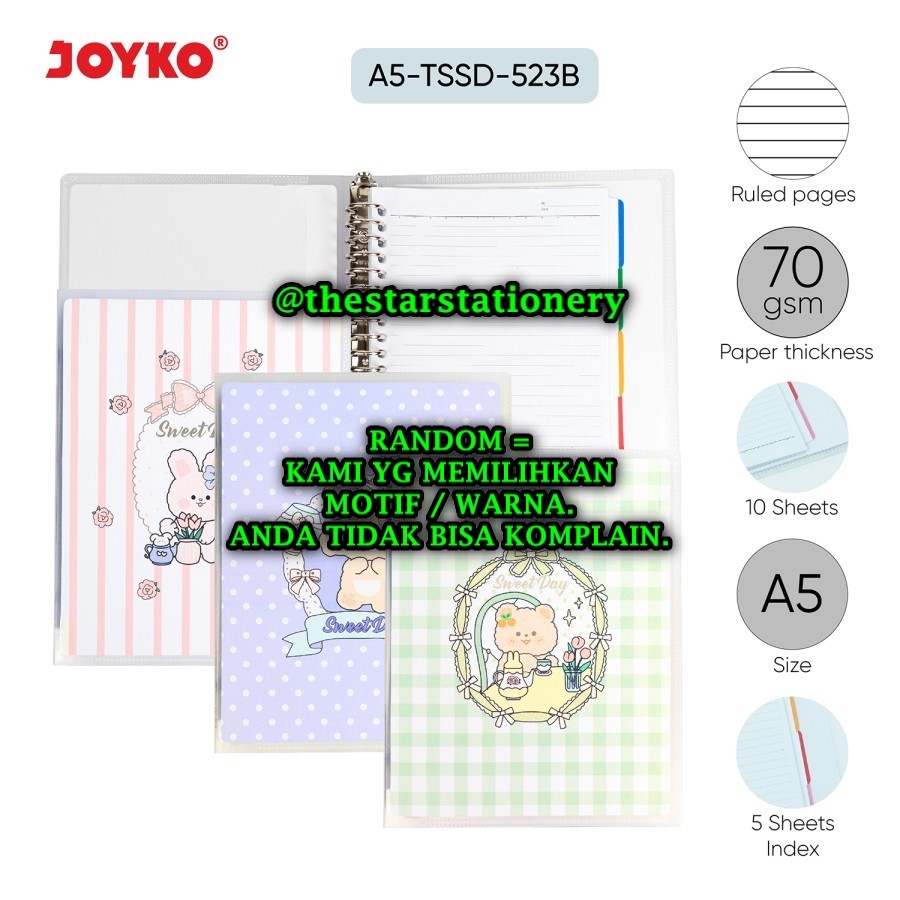 

(1 Biji) GROSIR Map Binder Joyko A5-TSSD-523 A5 / Binder Note Joyko A5-TSSD-523 / Joyko A5 TSSD 523
