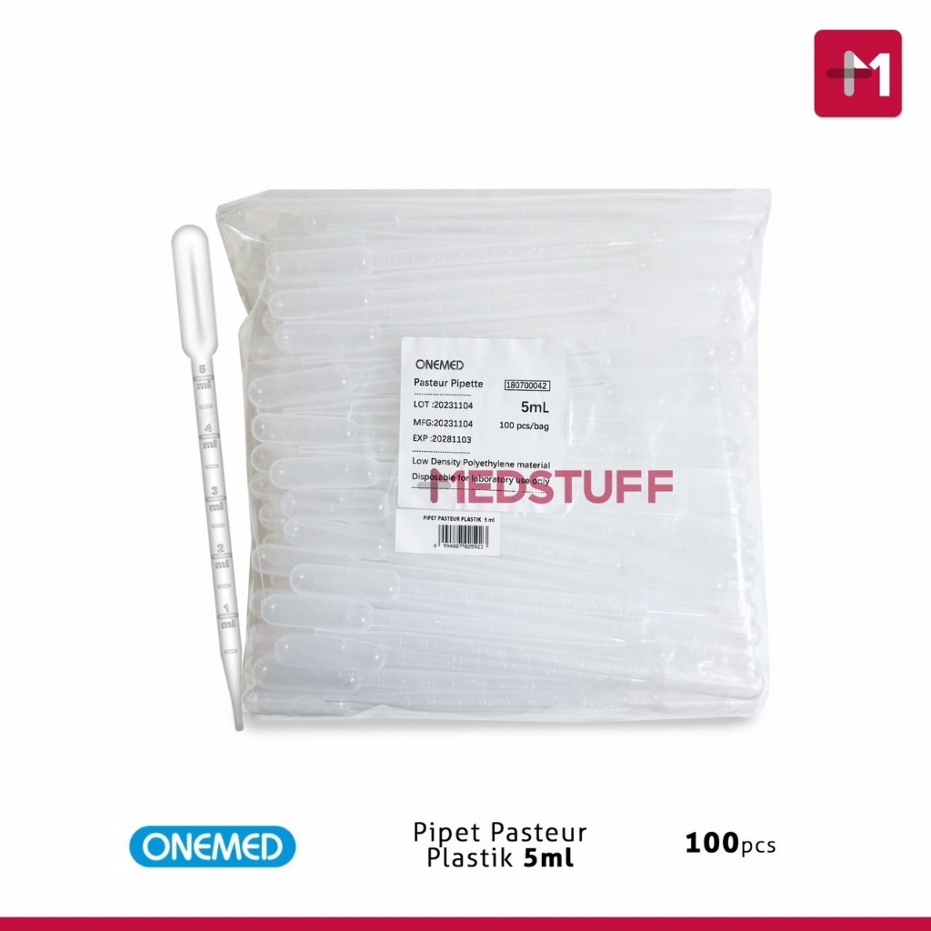 Pipet Pasteur Plastik 5ml isi 100s Pipet Tetes Onemed Pipet Pasteur Onemed