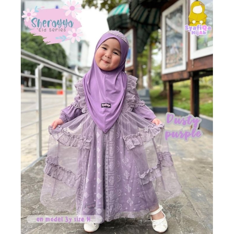 Gamis Sherayya by Syafiqa Hijab / Gamis Bayi Premium / Long dress set hijab Anak / Gamis Brokat Tull
