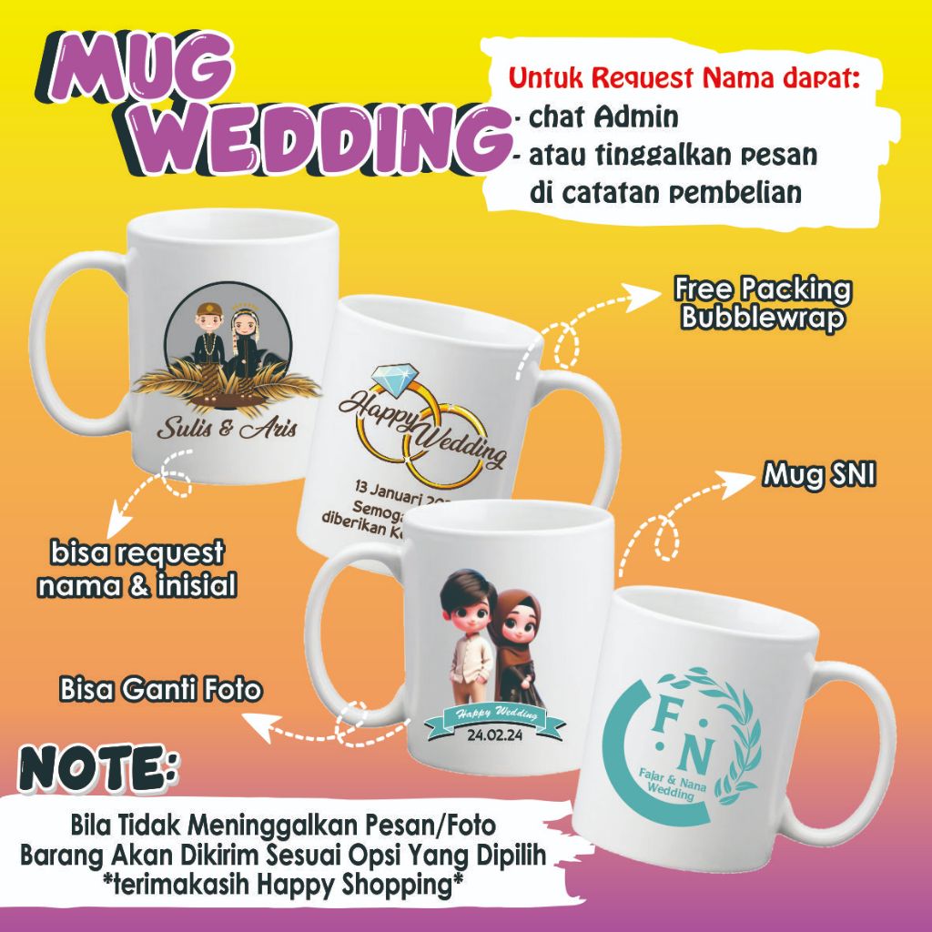 Mug Gelas Kado Hadiah Sovenir Wedding Pernikahan Murah