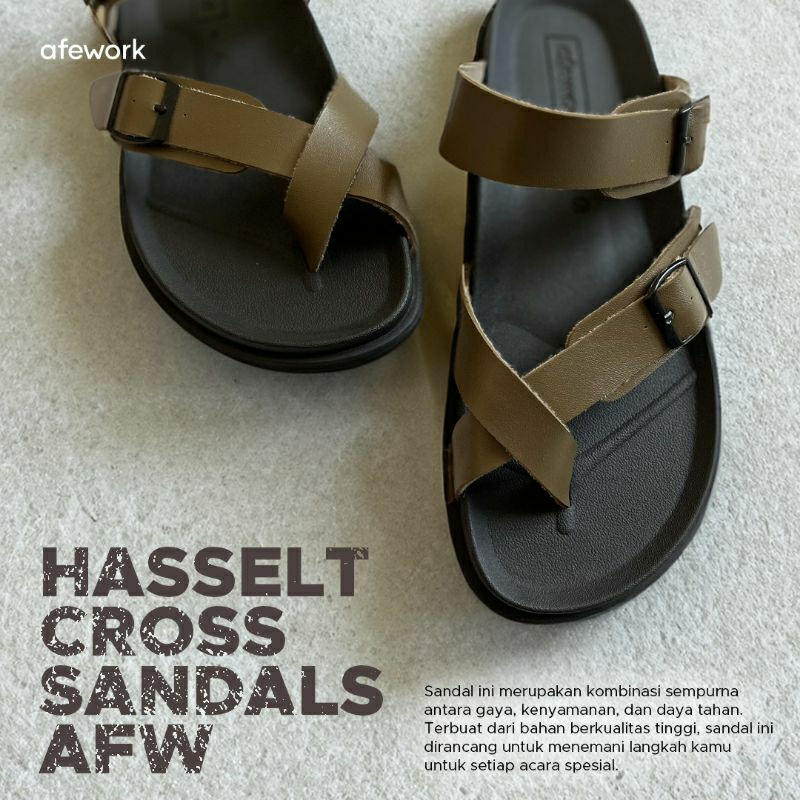 Sandal Pria Hasselt Cross Kekinian Sandal Pria Kulit Premium