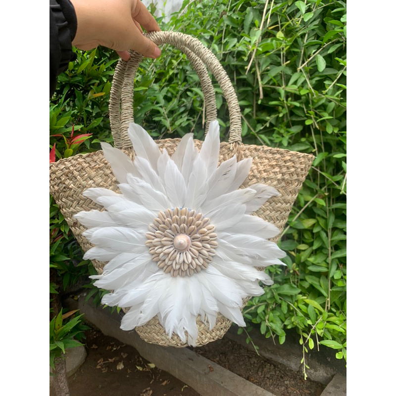 Tas Anyaman Bulu Ayam Mini / Tas Bali / Tas Anyaman/ Tas Pantai