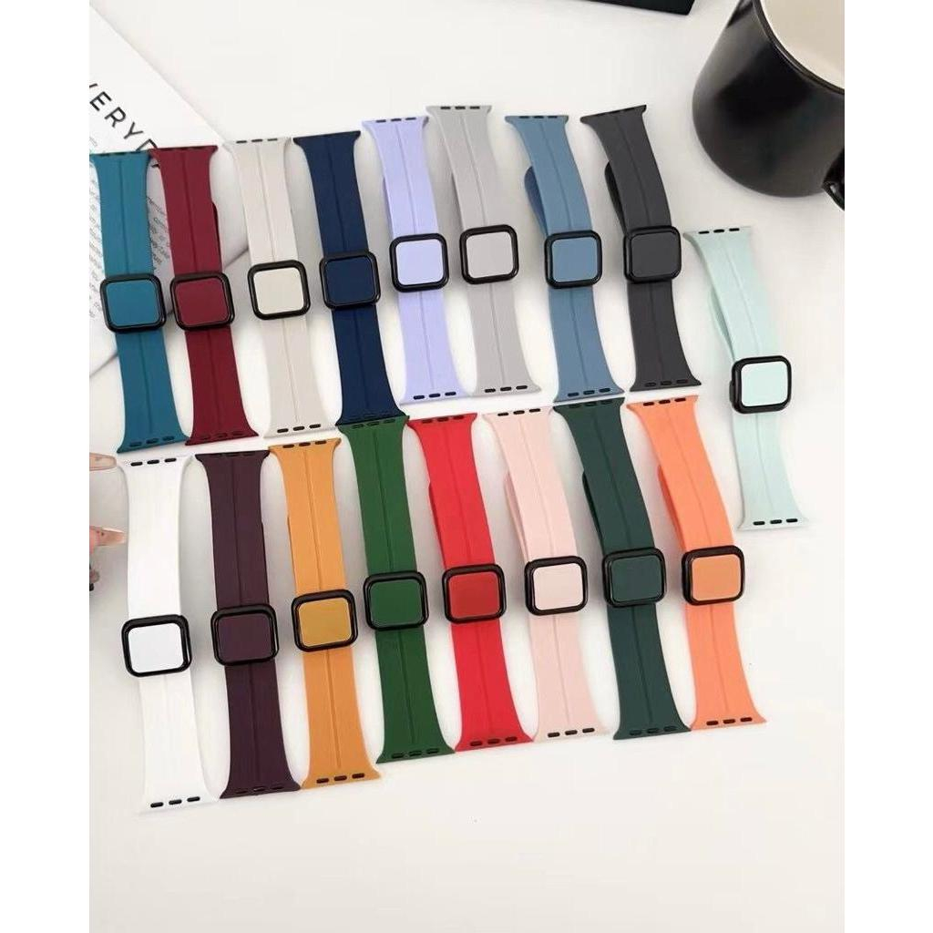 Strap Apple Watch Magnetic Silicone Square Buckle iWatch Series 1 2 3 4 5 SE 6 7 8 Ultra S9 Ultra2