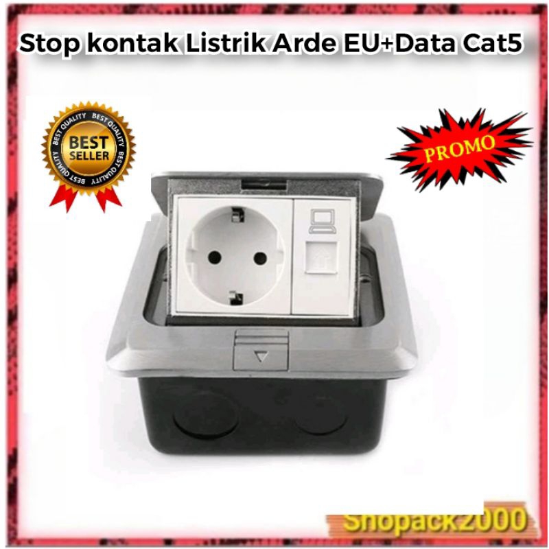 STOP KONTAK LANTAI TANAM 1 LUBANG+DATA CAT5 RJ45 POP OUT SOCKET LANTAI