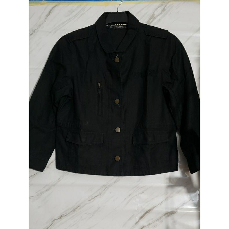 ZARA JAKET JEANS HITAM CROP OUTER DENIM ORIGINAL