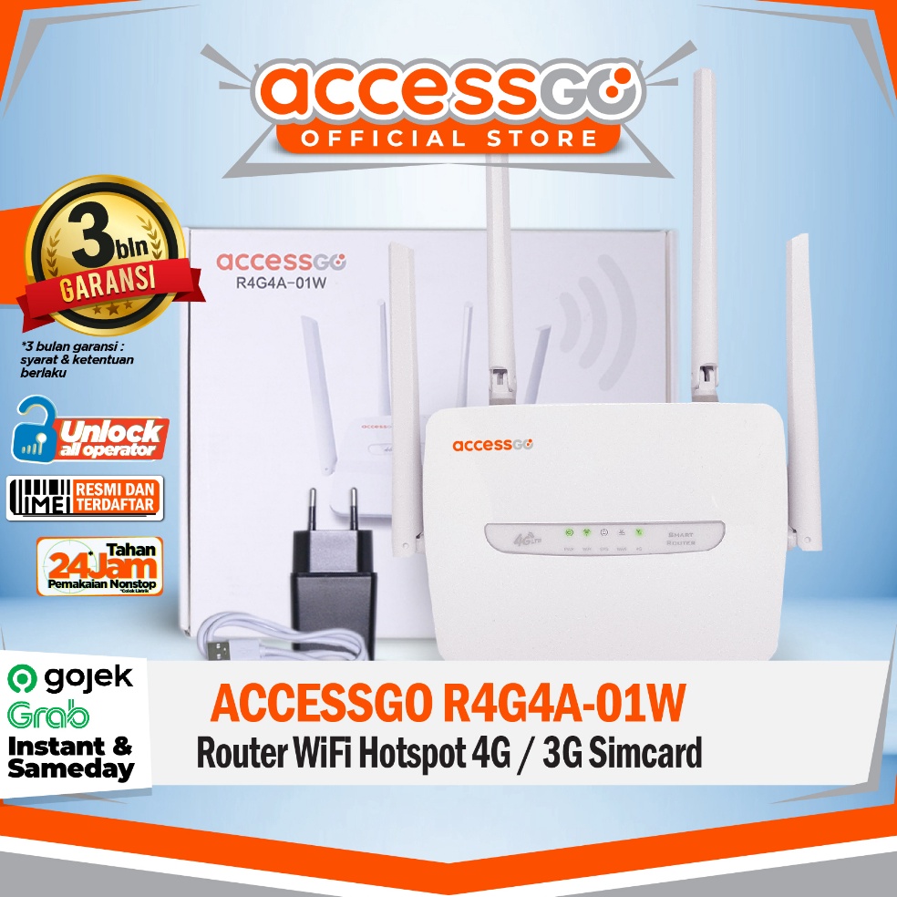Terbagus Router Wifi 4G 4 Antena All Operator AccesGo R4G4A  1W