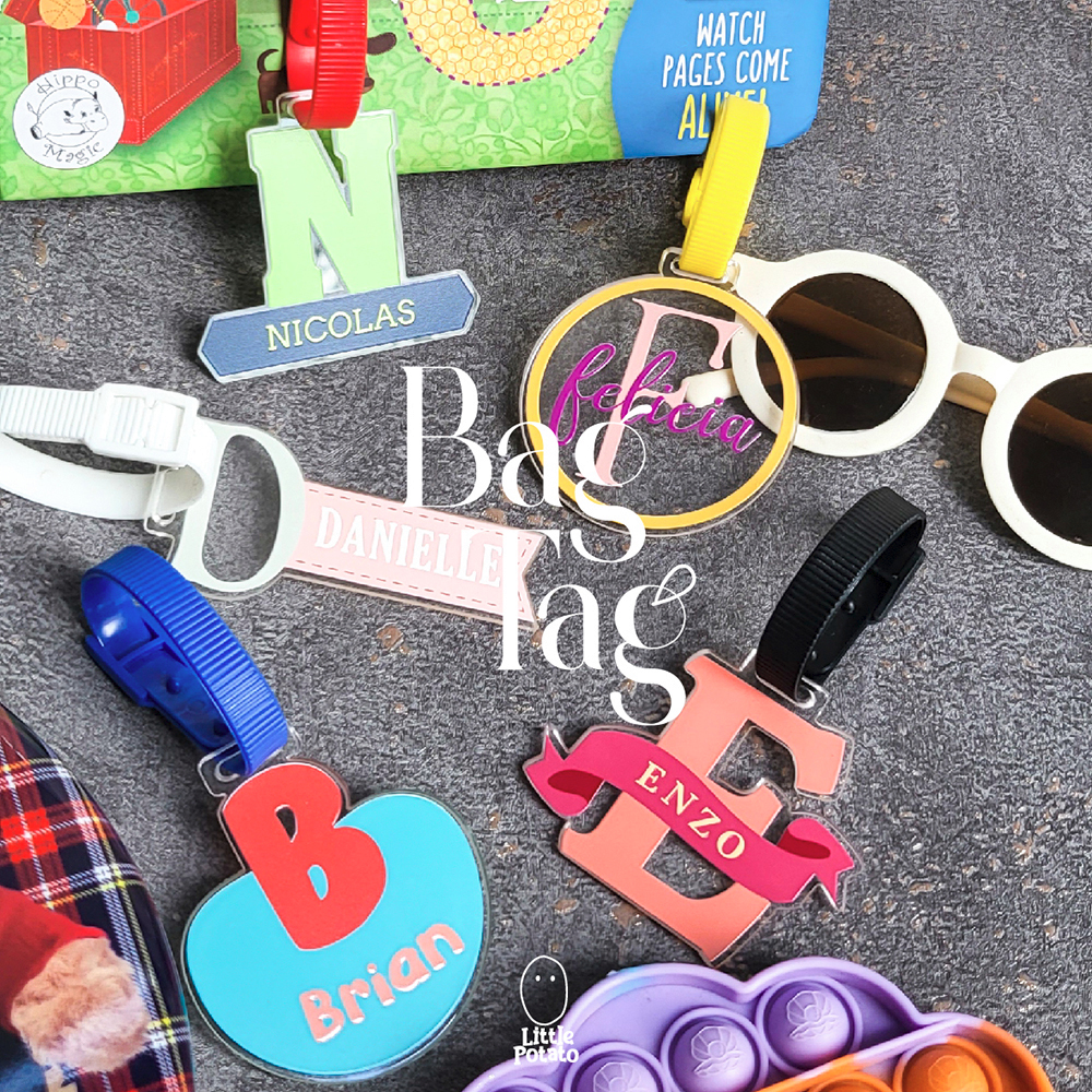 Bag Tag Gantungan Kunci Akrilik Custom Inisial Nama UV Print