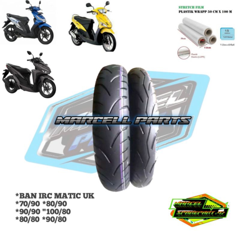 SEPASANG BAN COPOTAN MATIC DEPAN BELAKANG UK 80/90 - 90/90 - 14 MEREK IRC BAN COPOTAN DEPAN BELAKANG