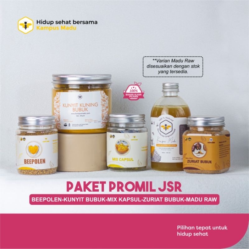 Paket promil jsr lengkap (Madu Beepolen Zuriat Kunir Habbatusauda Minyak zaitun)