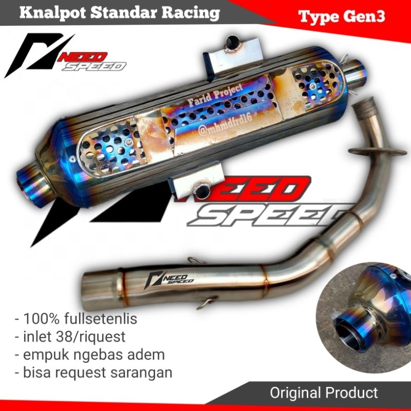 Knalpot Standar Racing Inlet 38 Aerox old Aerox new Nmax old Nmax new Vario Pcx Type Gen3