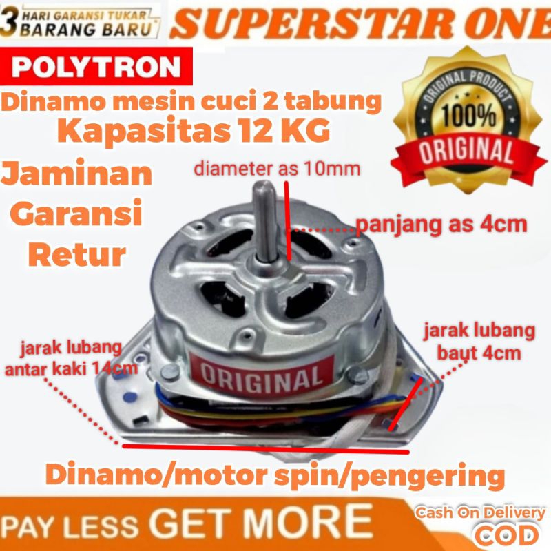Dinamo spin/motor pengering mesin cuci kapasitas 12kg polytron